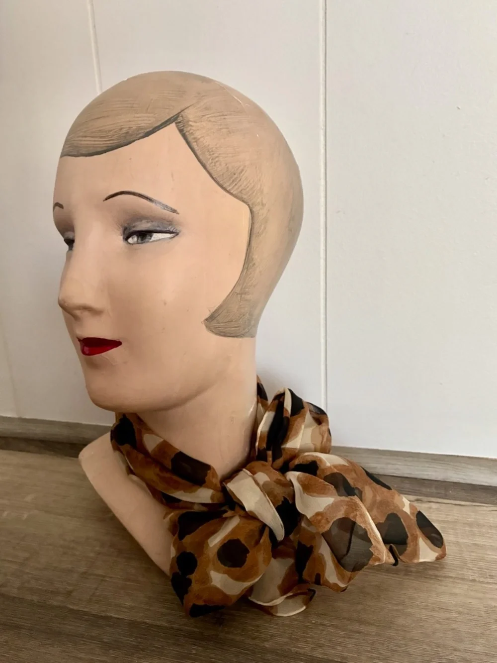 1960s Animal Print Silk Chiffon Scarf Long Rectangle